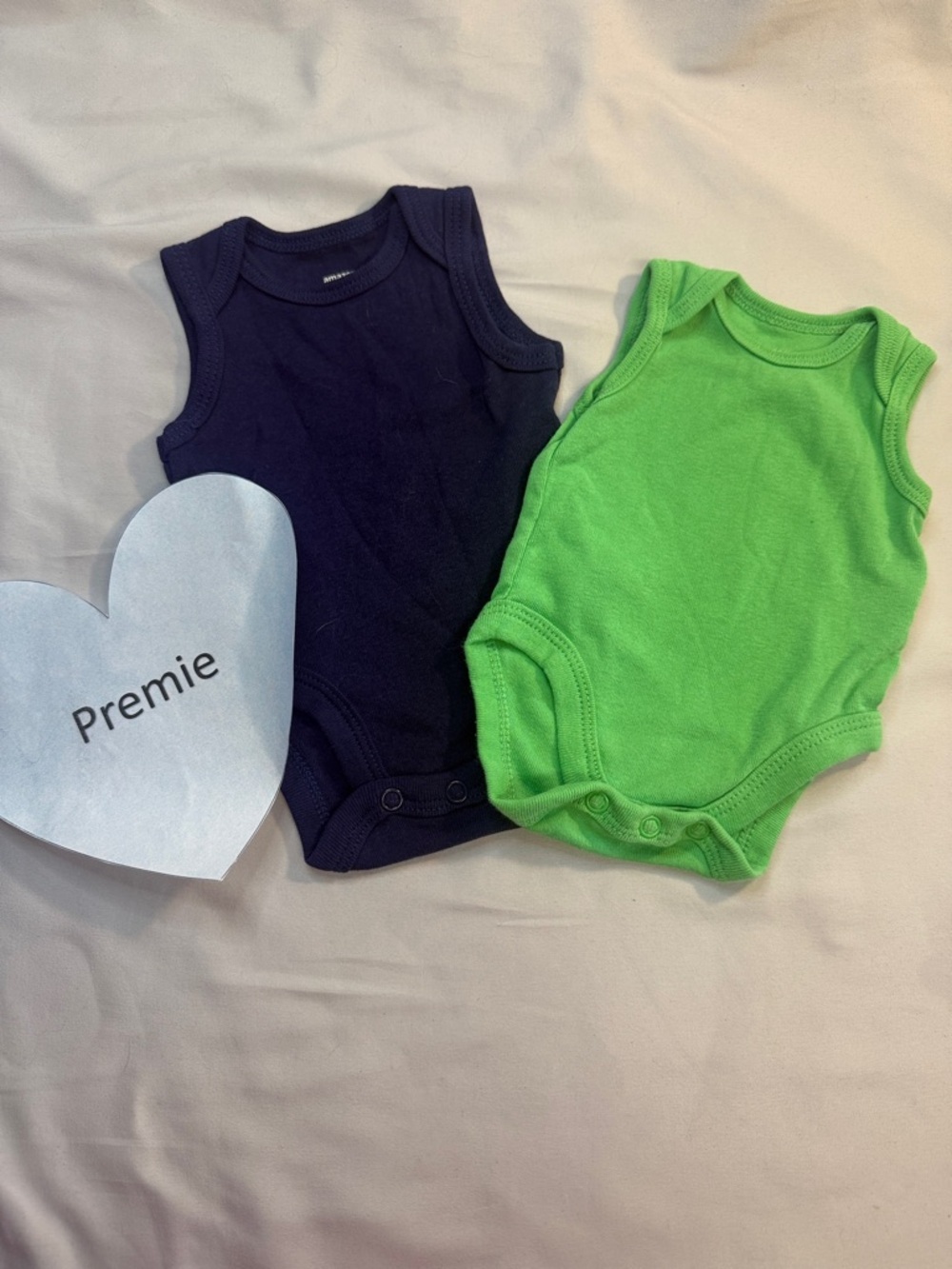 Amazon Essentials Navy and Bright Green Sleeveless Baby Bodysuits